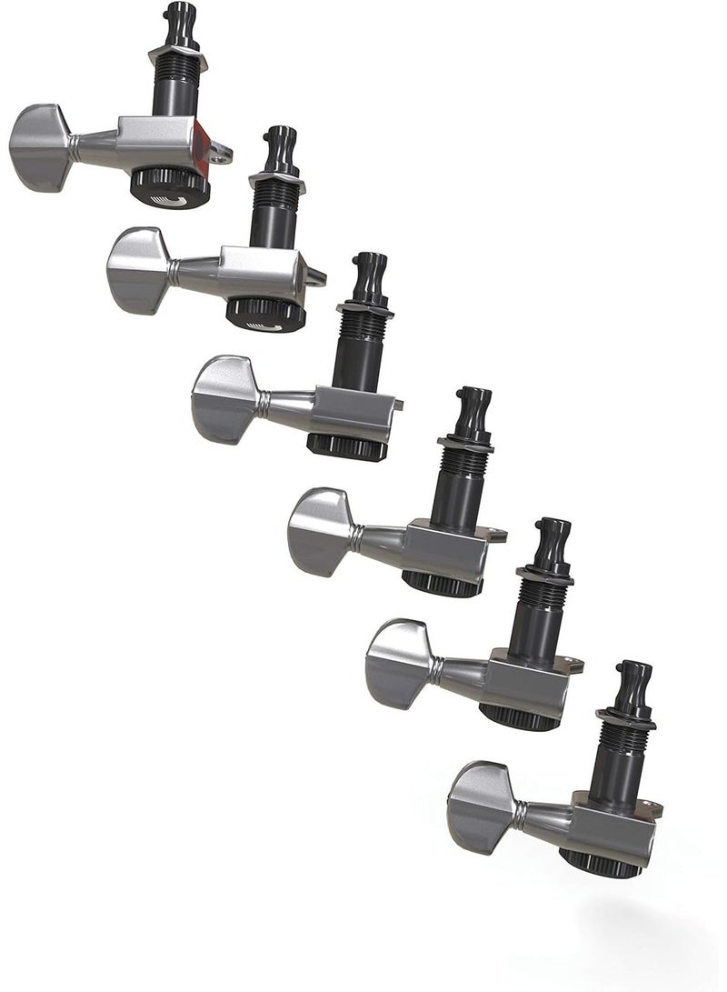 Planet Waves Auto-Trim Tuning Machines - Locking Tuners for Guitars - 6 In Line Setup, Chrome - Image 2